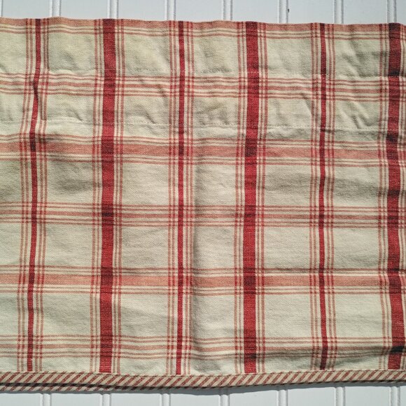 WAVERLY Curtain Valance Pantry Plaid Red Cream Country 59.5 inch Primitive Vtg - Picture 7 of 8